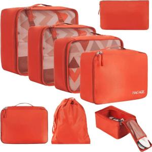 imageBAGAIL 8 Set Packing Cubes Luggage Packing Organizer Bags for Travel AccessoriesBlack FloralOrange