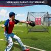 image:imageBAGAIL 7x7 ft Baseball ampamp Softball Practice Net with Bow Frame for Batting Hitting Pitching Portable Baseball Throwing Net with Strike Zone Carry Bag Baseball Training Aid for All LevelsFull Mouth  Black