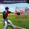 image:imageBAGAIL 7x7 ft Baseball ampamp Softball Practice Net with Bow Frame for Batting Hitting Pitching Portable Baseball Throwing Net with Strike Zone Carry Bag Baseball Training Aid for All LevelsFull Mouth  Red