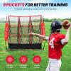 image:imageBAGAIL Football Throwing Net  5 or 9 Target Pockets Easy Setup HeavyDuty  Portable QB Accuracy Trainer Fun Target Practice Net for Football with Carry BagRed