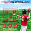 image:imageBAGAIL Football Throwing Net  5 or 9 Target Pockets Easy Setup HeavyDuty  Portable QB Accuracy Trainer Fun Target Practice Net for Football with Carry BagRed
