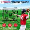 image:imageBAGAIL Football Throwing Net  5 or 9 Target Pockets Easy Setup HeavyDuty  Portable QB Accuracy Trainer Fun Target Practice Net for Football with Carry BagBlack