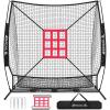 image:imageBAGAIL 7x7 ft Baseball ampamp Softball Practice Net with Bow Frame for Batting Hitting Pitching Portable Baseball Throwing Net with Strike Zone Carry Bag Baseball Training Aid for All LevelsFull Mouth  Black