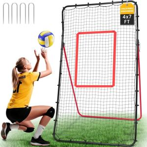 image:imageBAGAIL Volleyball Rebounder Net 7x4 Ft Bounce Back Training Equipment with Adjustable Angles for Practicing Volleying Bumping Spiking Easy Set Up ampamp Sturdy Base for Multi SportsRed