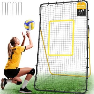 image:imageBAGAIL Volleyball Rebounder Net 7x4 Ft Bounce Back Training Equipment with Adjustable Angles for Practicing Volleying Bumping Spiking Easy Set Up ampamp Sturdy Base for Multi SportsYellow