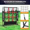 imageBAGAIL Baseball and Softball Pitching Net 9 Pocket Pitching Net Portable Pitching Target Net for Backyard with Carry BagBlackRed