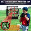 imageBAGAIL Baseball and Softball Pitching Net 9 Pocket Pitching Net Portable Pitching Target Net for Backyard with Carry BagBlackRed