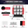 imageBAGAIL Baseball and Softball Pitching Net 9 Pocket Pitching Net Portable Pitching Target Net for Backyard with Carry BagRedBlack