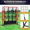 imageBAGAIL Baseball and Softball Pitching Net 9 Pocket Pitching Net Portable Pitching Target Net for Backyard with Carry BagRedBlack