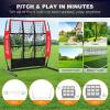 imageBAGAIL Baseball and Softball Pitching Net 9 Pocket Pitching Net Portable Pitching Target Net for Backyard with Carry BagRedBlack