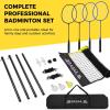 imageBAGAIL Outdoor Badminton Net Set with AntiSag Winch System  Official Size 20ft x 5ft 4 Rackets 3 Shuttlecocks Durable PE Net ampamp Carry Bag for Backyard Beach Family GamesYellow