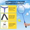 imageBAGAIL Outdoor Badminton Net Set with AntiSag Winch System  Official Size 20ft x 5ft 4 Rackets 3 Shuttlecocks Durable PE Net ampamp Carry Bag for Backyard Beach Family GamesYellow