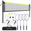 imageBAGAIL Outdoor Badminton Net Set with AntiSag Winch System  Official Size 20ft x 5ft 4 Rackets 3 Shuttlecocks Durable PE Net ampamp Carry Bag for Backyard Beach Family GamesYellow