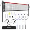 imageBAGAIL Outdoor Badminton Net Set with AntiSag Winch System  Official Size 20ft x 5ft 4 Rackets 3 Shuttlecocks Durable PE Net ampamp Carry Bag for Backyard Beach Family GamesRed