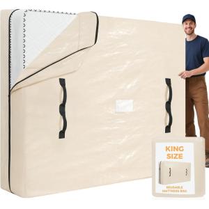 imageBAGAIL Mattress Bags for Moving Mattress Covers with Heavy Duty Handles Reusable Mattress Storage Bag for Moving SuppliesBeige KingBeige