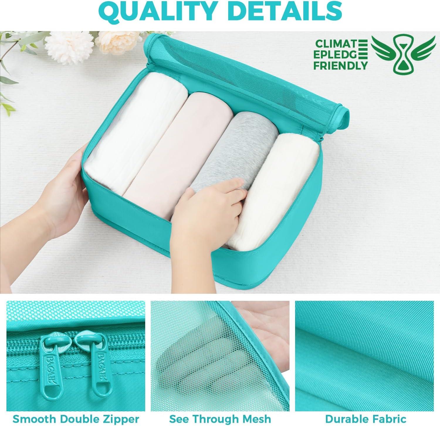 imageBAGAIL 9 Set Packing Cubes Luggage Packing Organizers for Travel AccessoriesBlue Green
