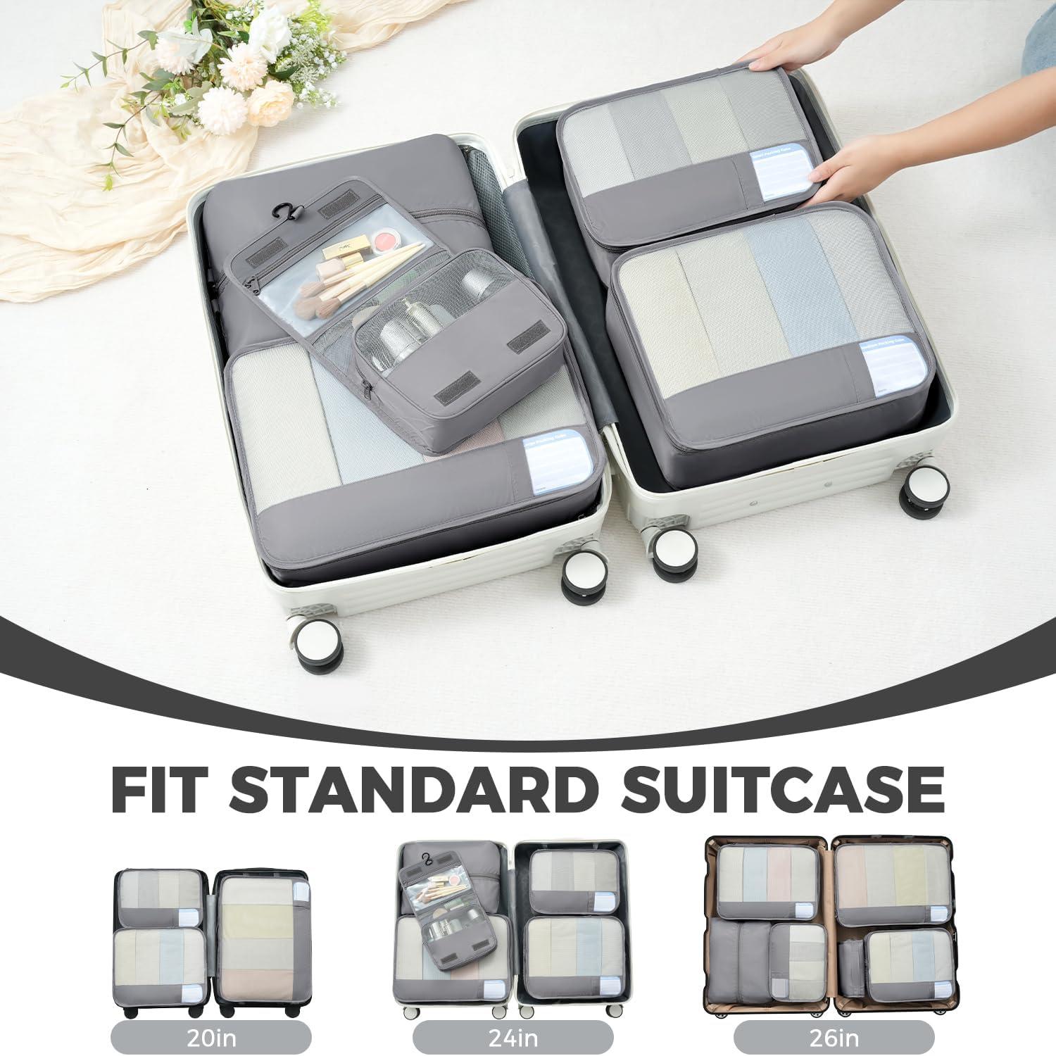 imageBAGAIL 9 Set Packing Cubes Luggage Packing Organizers for Travel AccessoriesPewter Color