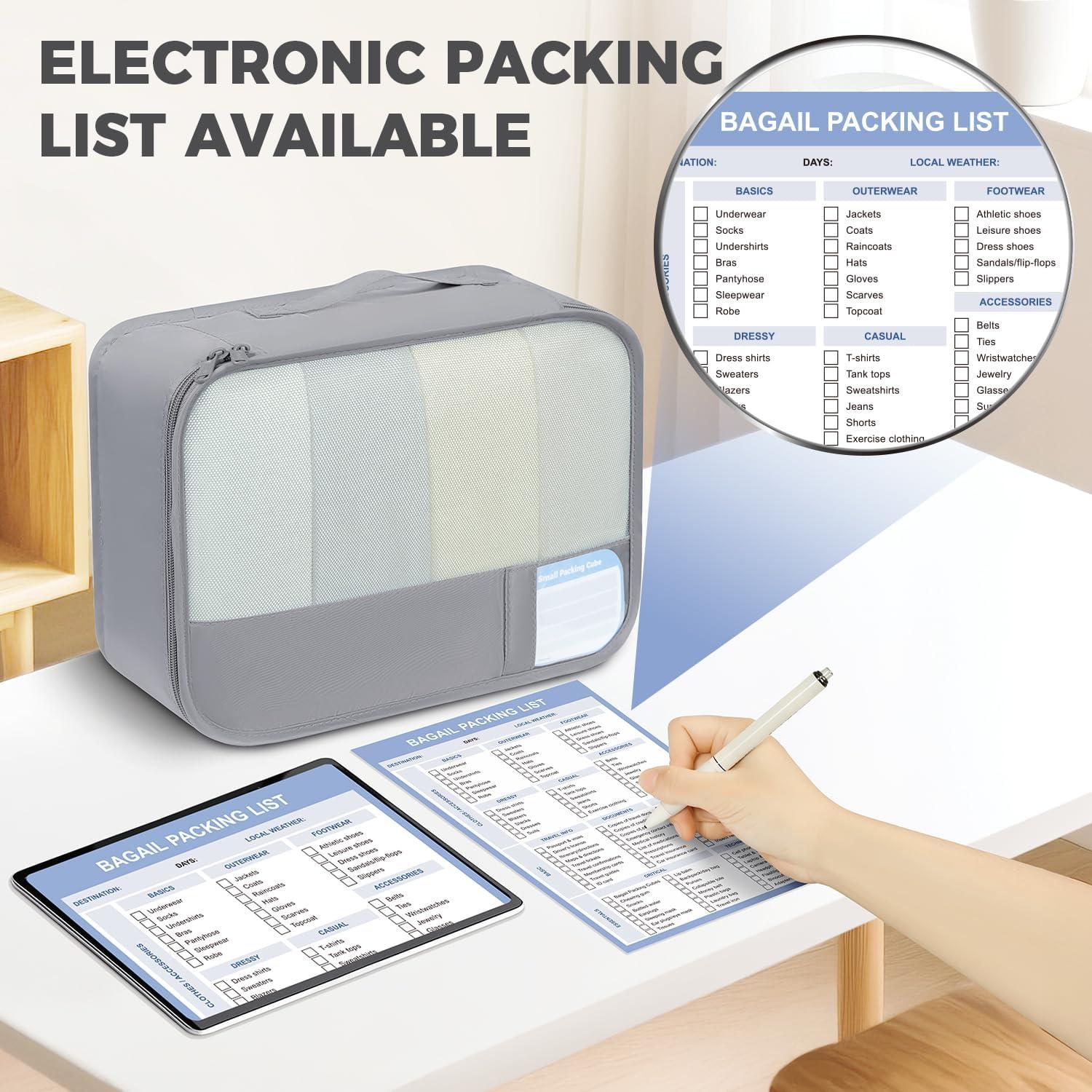 imageBAGAIL 9 Set Packing Cubes Luggage Packing Organizers for Travel AccessoriesPewter Color