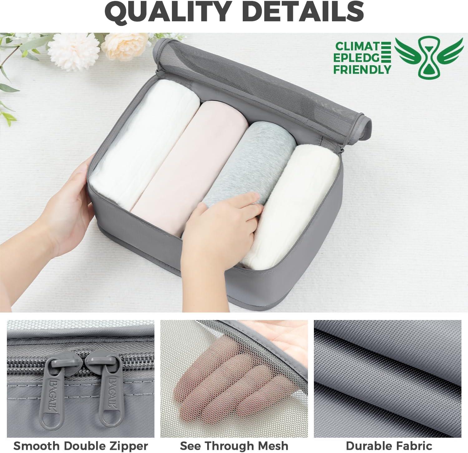 imageBAGAIL 9 Set Packing Cubes Luggage Packing Organizers for Travel AccessoriesPewter Color