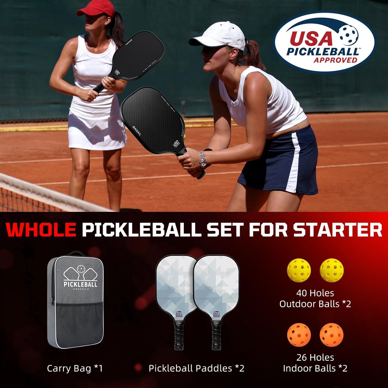 imageBAGAIL Pickleball Paddles USAPA Approved Fiberglass Surface Pickleball Set Lightweight Pickle Ball Rackets with 4 Balls 1 Bag Designed in California for Traction and StabilityPuzzle