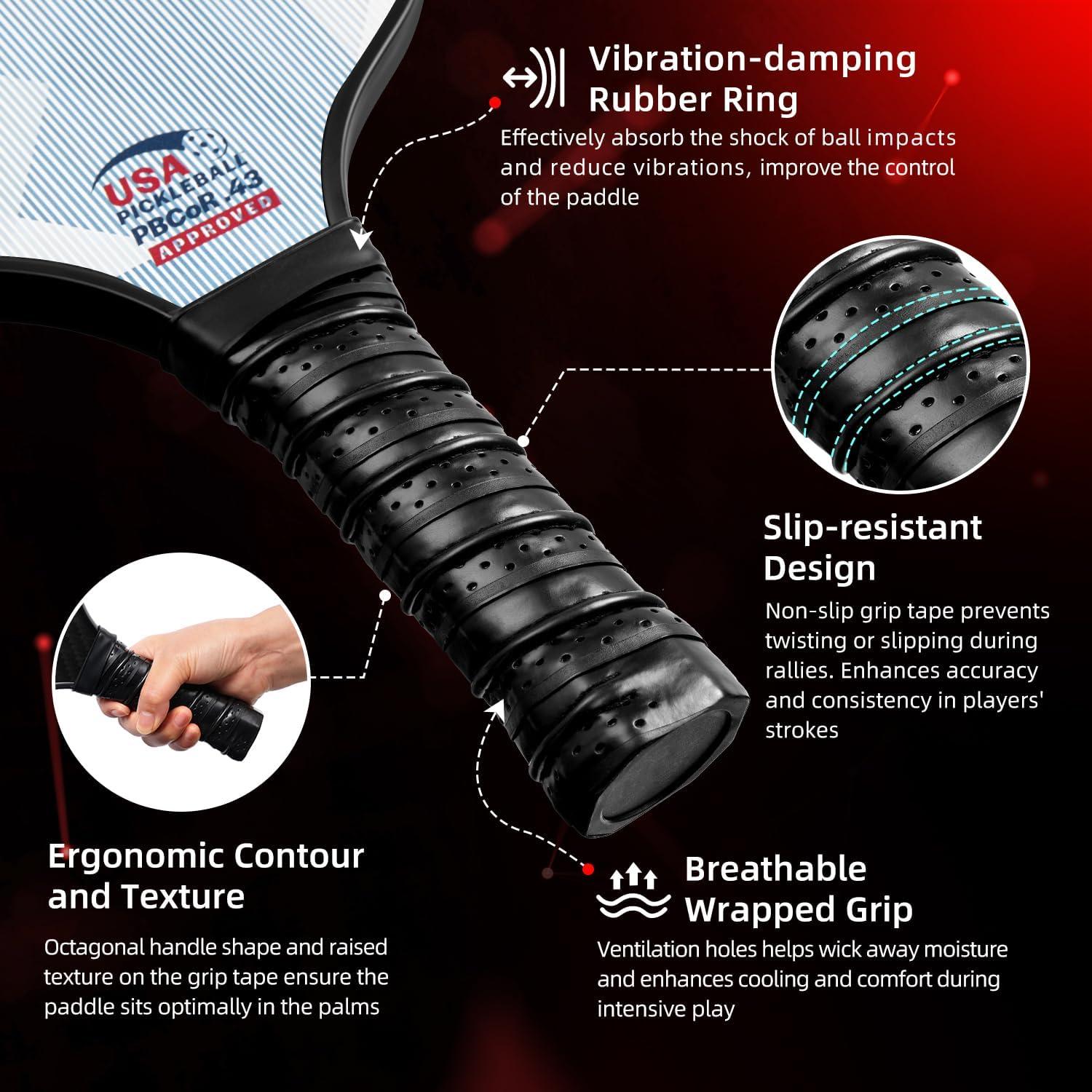 imageBAGAIL Pickleball Paddles USAPA Approved Fiberglass Surface Pickleball Set Lightweight Pickle Ball Rackets with 4 Balls 1 Bag Designed in California for Traction and StabilityPuzzle