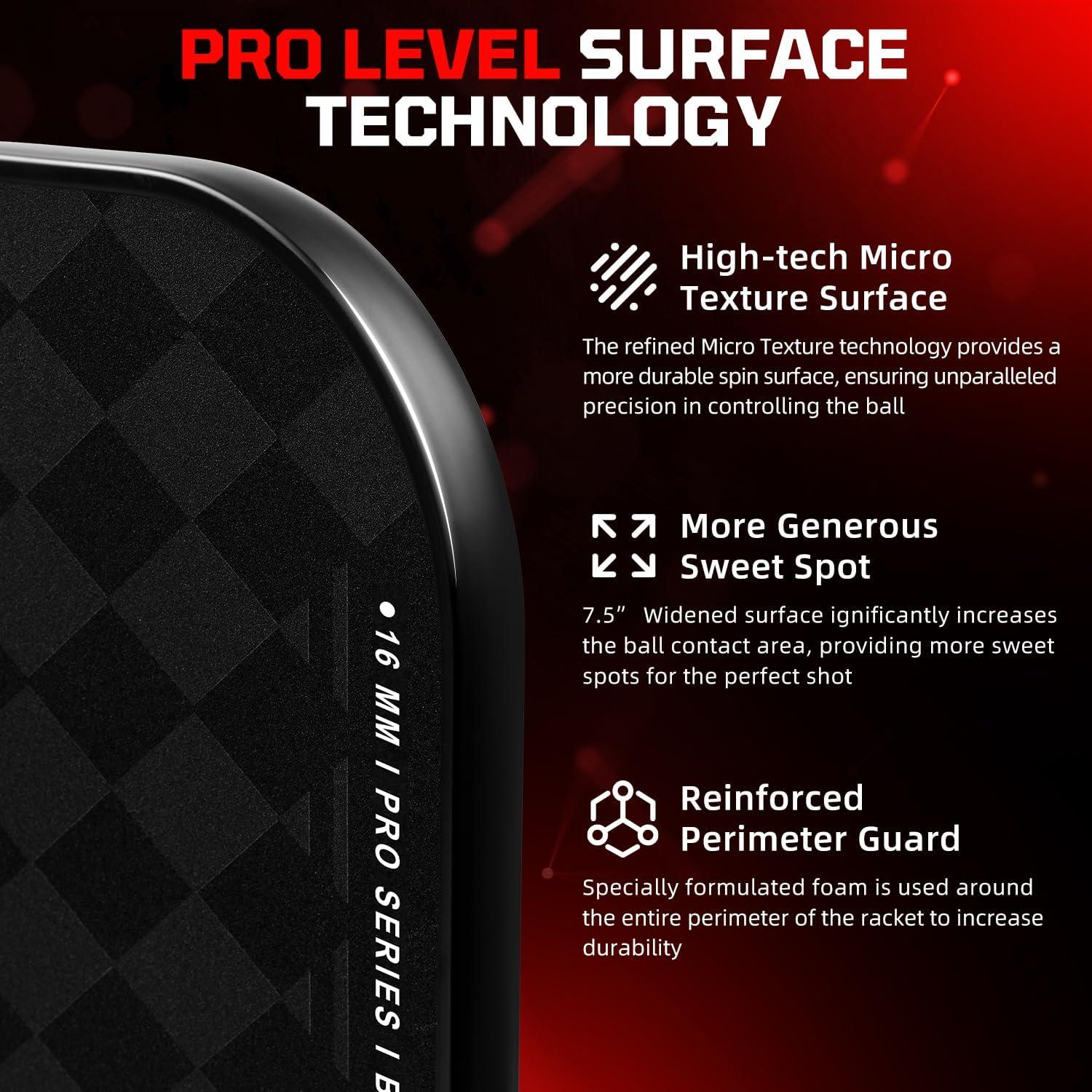 imageBAGAIL Pickleball Paddles USAPA Approved Fiberglass Surface Pickleball Set Lightweight Pickle Ball Rackets with 4 Balls 1 Bag Designed in California for Traction and StabilityChessboard