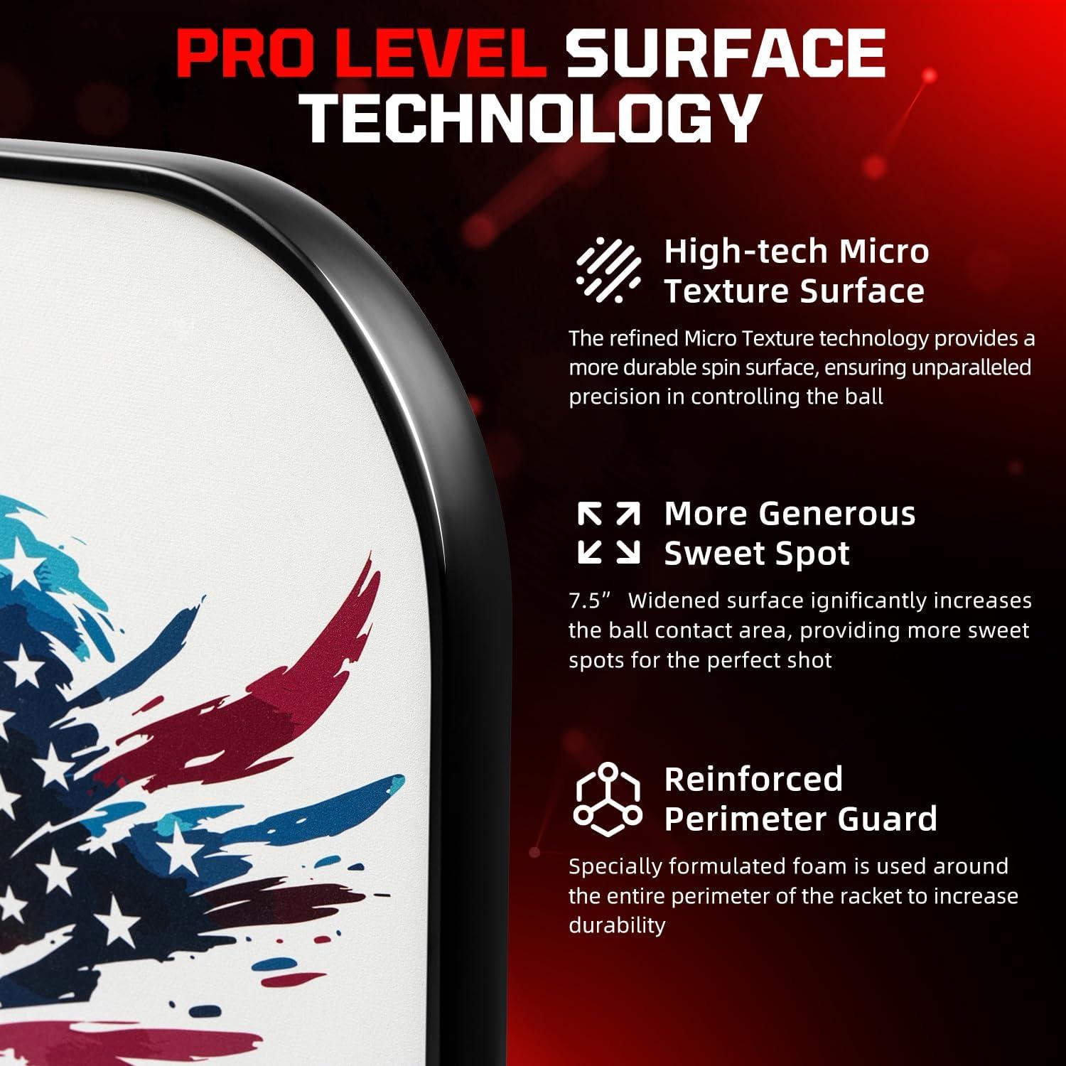 imageBAGAIL Pickleball Paddles USAPA Approved Fiberglass Surface Pickleball Set Lightweight Pickle Ball Rackets with 4 Balls 1 Bag Designed in California for Traction and StabilityEagle