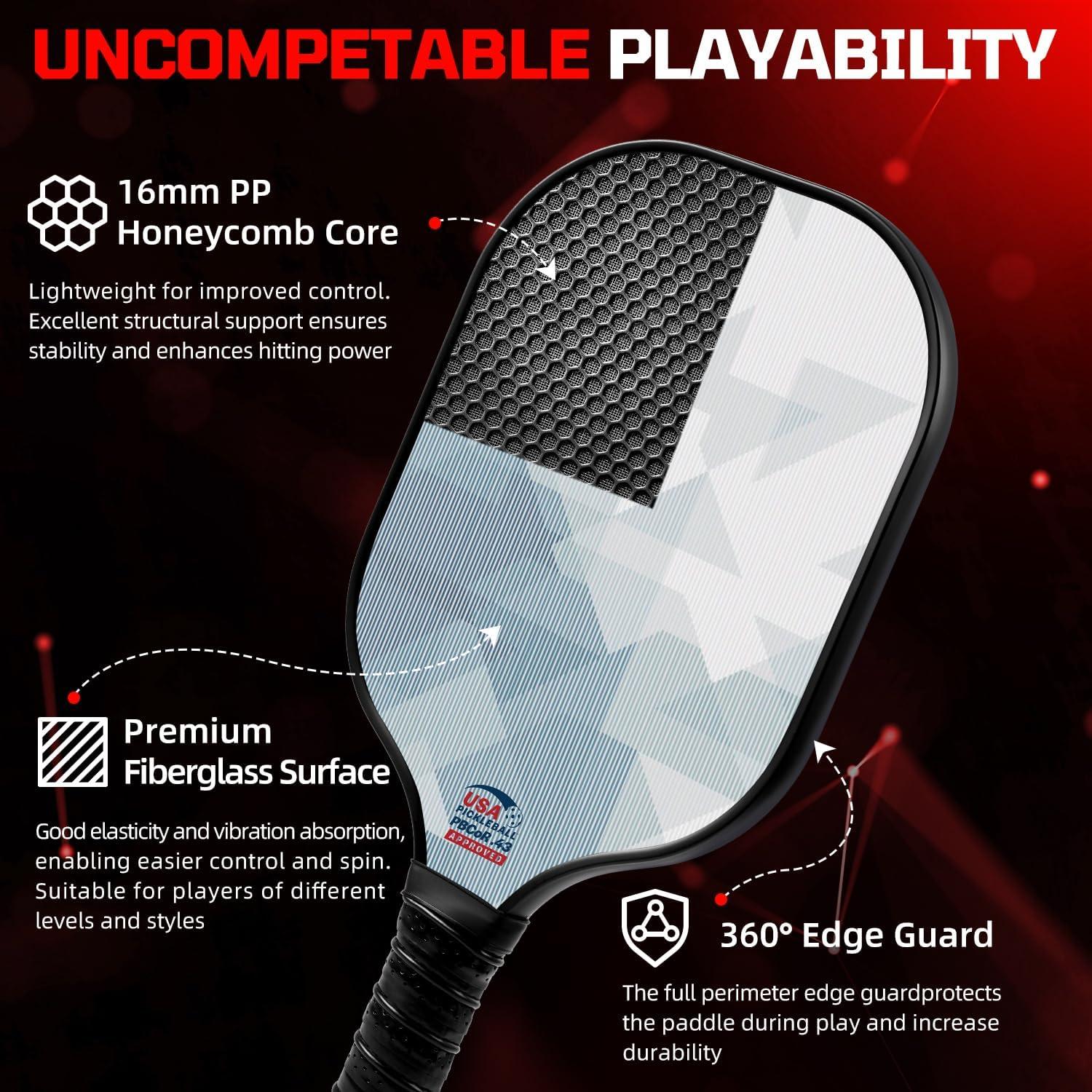 imageBAGAIL Pickleball Paddles USAPA Approved Fiberglass Surface Pickleball Set Lightweight Pickle Ball Rackets with 4 Balls 1 Bag Designed in California for Traction and StabilityPuzzle