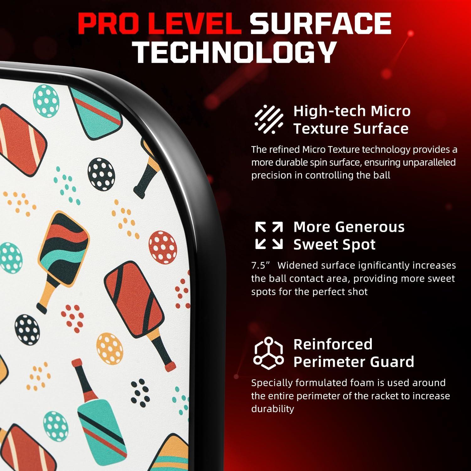 imageBAGAIL Pickleball Paddles USAPA Approved Fiberglass Surface Pickleball Set Lightweight Pickle Ball Rackets with 4 Balls 1 Bag Designed in California for Traction and StabilityRacket