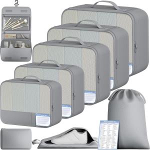 imageBAGAIL 9 Set Packing Cubes Luggage Packing Organizers for Travel AccessoriesPewter Color