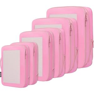 imageBAGAIL 4 Set6 Set8 Set Compression Packing Cubes Travel Accessories Expandable Packing Organizers Half Mesh 6Pink06Pink