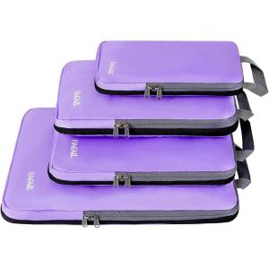 imageBAGAIL 4 Set6 Set8 Set Compression Packing Cubes Travel Accessories Expandable Packing Organizers Half Mesh 6Pink4Lavender