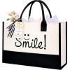 image:imageBAGAIL Initial Tote Bag Personalized Birthday Gifts for Women Teacher Friends Mom Wedding Monogrammed Beach BagIvory1pcs