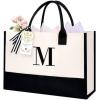 image:imageBAGAIL Initial Tote Bag Personalized Birthday Gifts for Women Teacher Friends Mom Wedding Monogrammed Beach BagIvory1pcs