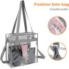 image:imageBAGAIL Clear Bags 12x6x12 Stadium Approved Clear Tote Bag with Zipper Closure Crossbody Shoulder Bag with Adjustable StrapGrey