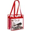 image:imageBAGAIL Clear Bags 12x6x12 Stadium Approved Clear Tote Bag with Zipper Closure Crossbody Shoulder Bag with Adjustable StrapRed
