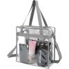 image:imageBAGAIL Clear Bags 12x6x12 Stadium Approved Clear Tote Bag with Zipper Closure Crossbody Shoulder Bag with Adjustable StrapGrey