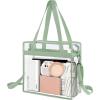 image:imageBAGAIL Clear Bags 12x6x12 Stadium Approved Clear Tote Bag with Zipper Closure Crossbody Shoulder Bag with Adjustable StrapMatcha Green