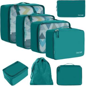 image:imageBAGAIL 8 Set Packing Cubes Luggage Packing Organizer Bags for Travel AccessoriesBlue paisleyAqua Color