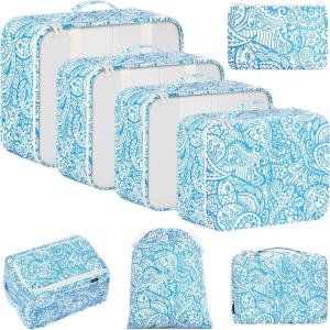 image:imageBAGAIL 8 Set Packing Cubes Luggage Packing Organizer Bags for Travel AccessoriesBlue paisleyBlue paisley