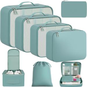 image:imageBAGAIL 8 Set Packing Cubes Luggage Packing Organizer Bags for Travel AccessoriesBlue paisleyDusty Blue