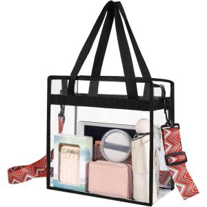 image:imageBAGAIL Clear Bags 12x6x12 Stadium Approved Clear Tote Bag with Zipper Closure Crossbody Shoulder Bag with Adjustable StrapEthnic Arrow