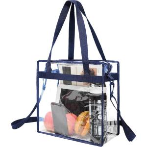 image:imageBAGAIL Clear Bags 12x6x12 Stadium Approved Clear Tote Bag with Zipper Closure Crossbody Shoulder Bag with Adjustable StrapNavy