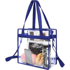 image:imageBAGAIL Clear Bags 12x6x12 Stadium Approved Clear Tote Bag with Zipper Closure Crossbody Shoulder Bag with Adjustable StrapRoyalblue