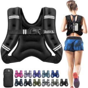 image:imageBAGAIL ComfortFit Weighted Vest for Woman Even Weight Distribution Faster Weight Loss NoChafe or Bounce for Walking amp Running with Detachable Phone Pouch amp Reflective Stripes Available 530lbsBlack