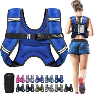 image:imageBAGAIL ComfortFit Weighted Vest for Woman Even Weight Distribution Faster Weight Loss NoChafe or Bounce for Walking amp Running with Detachable Phone Pouch amp Reflective Stripes Available 530lbsRoyal Blue
