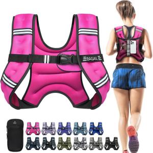 image:imageBAGAIL ComfortFit Weighted Vest for Woman Even Weight Distribution Faster Weight Loss NoChafe or Bounce for Walking amp Running with Detachable Phone Pouch amp Reflective Stripes Available 530lbsPink