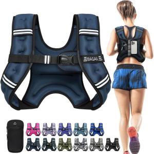 image:imageBAGAIL ComfortFit Weighted Vest for Woman Even Weight Distribution Faster Weight Loss NoChafe or Bounce for Walking amp Running with Detachable Phone Pouch amp Reflective Stripes Available 530lbsDark Navy
