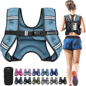 image:imageBAGAIL ComfortFit Weighted Vest for Woman Even Weight Distribution Faster Weight Loss NoChafe or Bounce for Walking amp Running with Detachable Phone Pouch amp Reflective Stripes Available 530lbsBlue