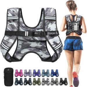 image:imageBAGAIL ComfortFit Weighted Vest for Woman Even Weight Distribution Faster Weight Loss NoChafe or Bounce for Walking amp Running with Detachable Phone Pouch amp Reflective Stripes Available 530lbsCamouflage